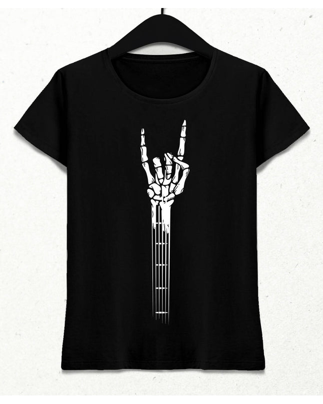Skeleton Hand Guitar - Rock And Roll V2 Kadın Tişört