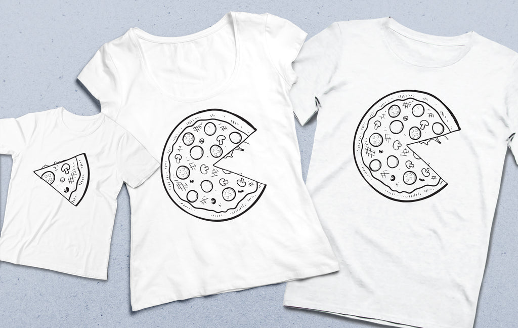 Pizza Anne baba çocuk tişört seti - basmatik.com