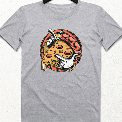Pizza Slice Gri Erkek Tişört - basmatik.com