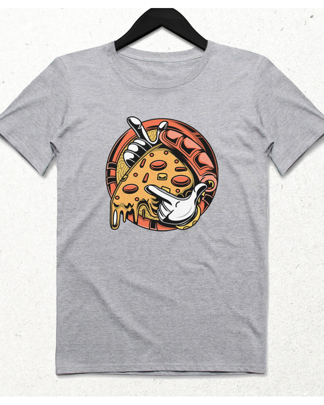 Pizza Slice Gri Erkek Tişört - basmatik.com