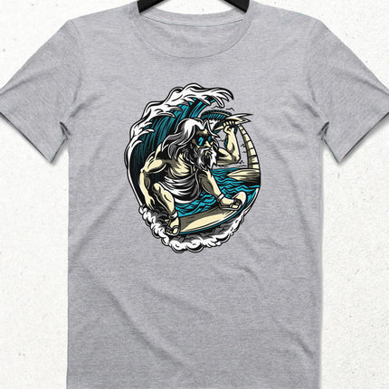 Poseidon Sorf Gri Erkek Tişört - basmatik.com