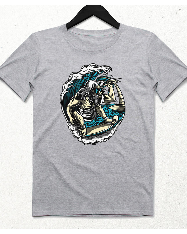 Poseidon Sorf Gri Erkek Tişört - basmatik.com