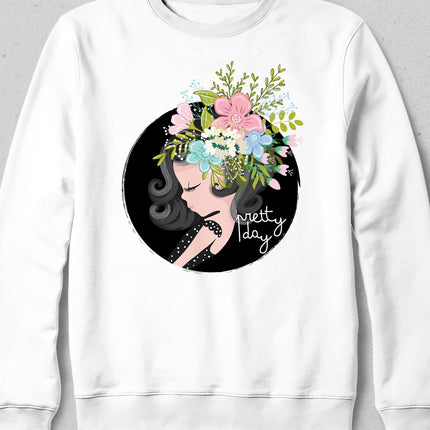 pretty day beyaz sweatshirt - basmatik.com