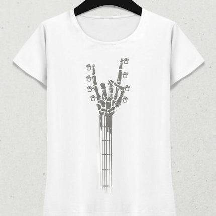 Skeleton Hand Guitar - Rock And Roll Kadın Tişört