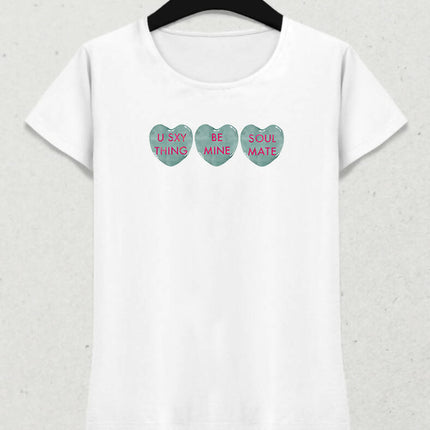 Valentine's IV, Kalpli Slogan Kadın Tişört