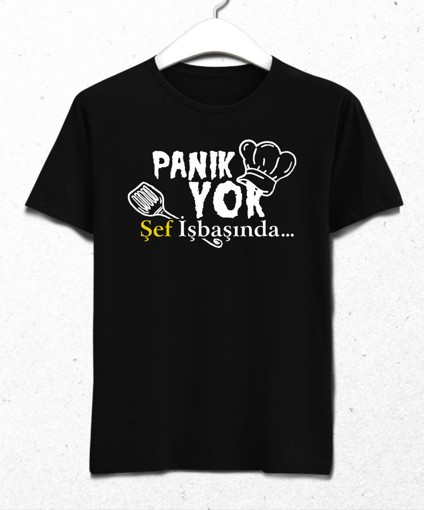 Panik Yok Erkek Siyah Tişört - basmatik.com