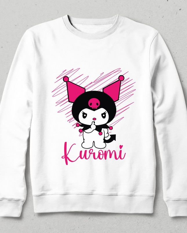 Anime Harajuku Kuromi Gotik Unisex Beyaz Sweatshirt