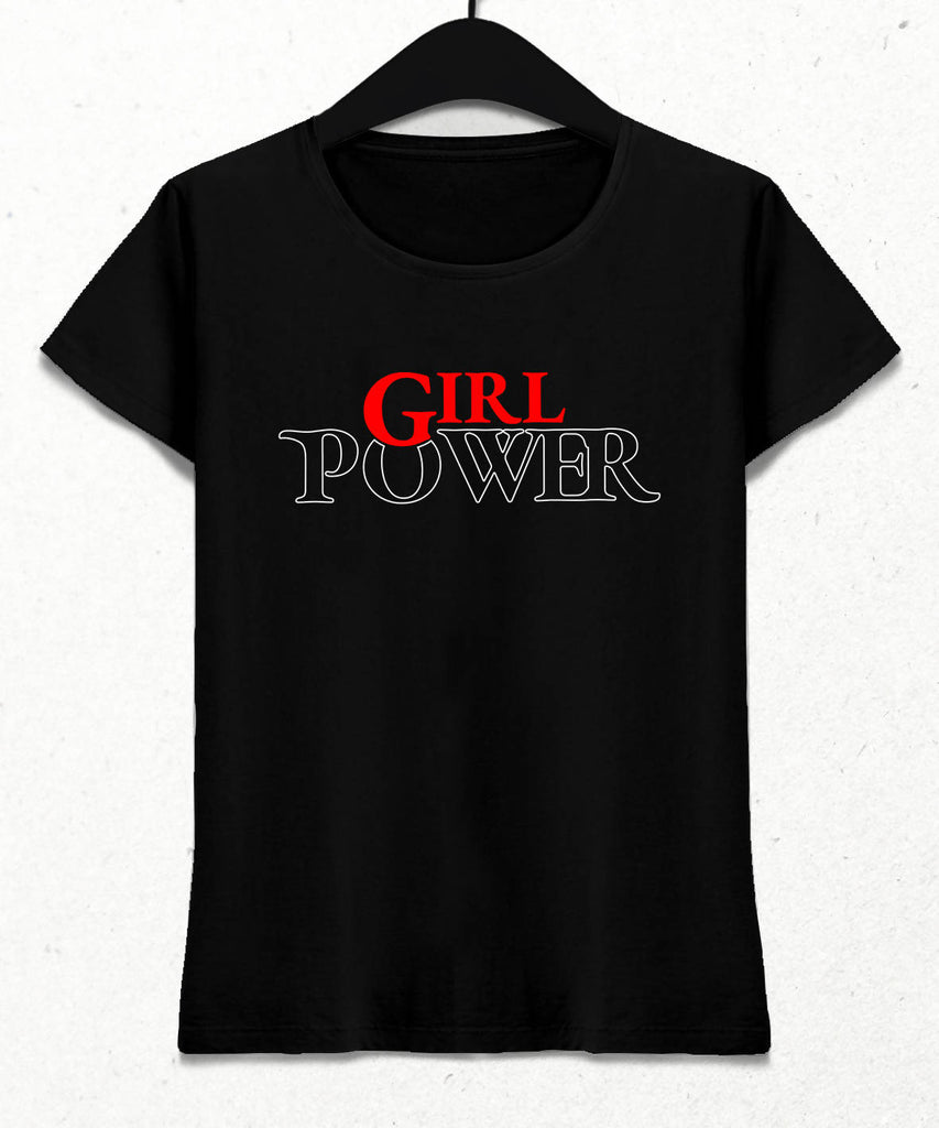 Kız Gücü Kadın Siyah Tişört - basmatik.com