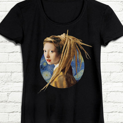 Rasta Saçlı Kız Kadın Siyah tshirt - basmatik.com