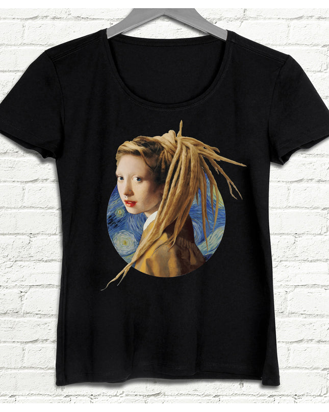Rasta Saçlı Kız Kadın Siyah tshirt - basmatik.com
