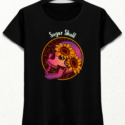 Sugar Skull - Kurukafa Model Pamuklu Kısa Kol Kadın T-Shirt