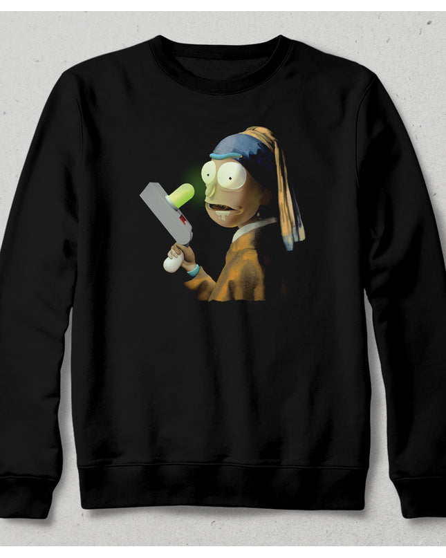 Rick with a Portal Gun Siyah Sweatshirt - basmatik.com