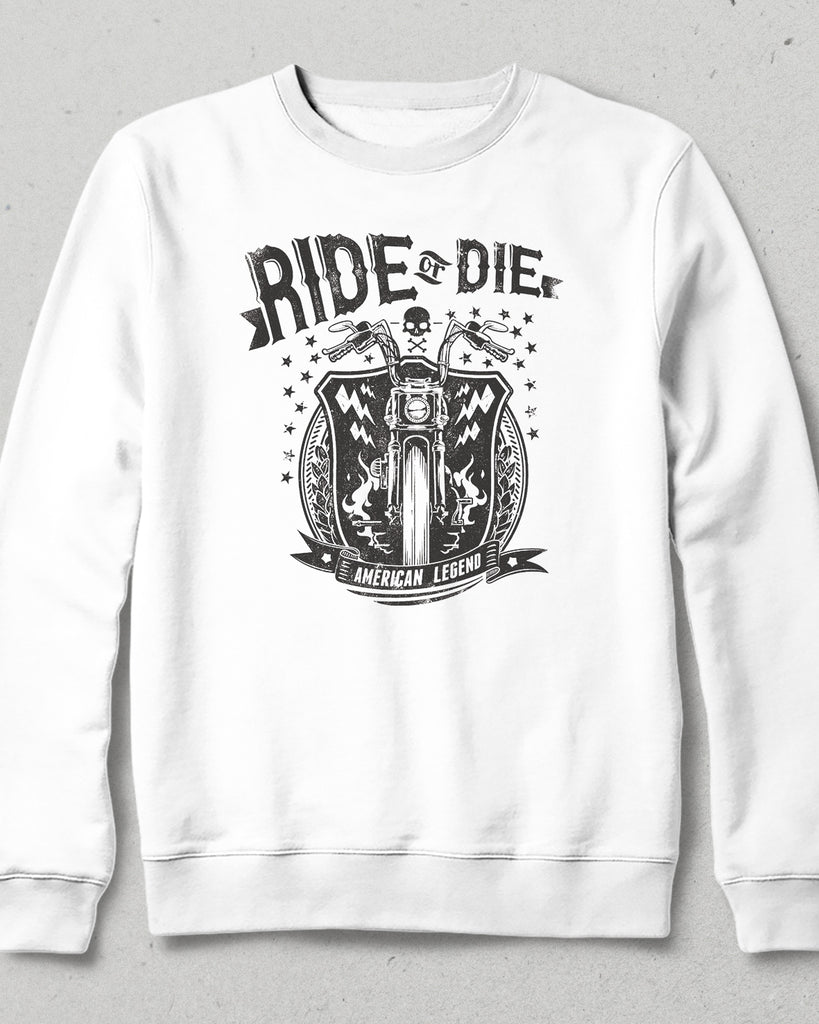 ride or die beyaz sweatshirt - basmatik.com