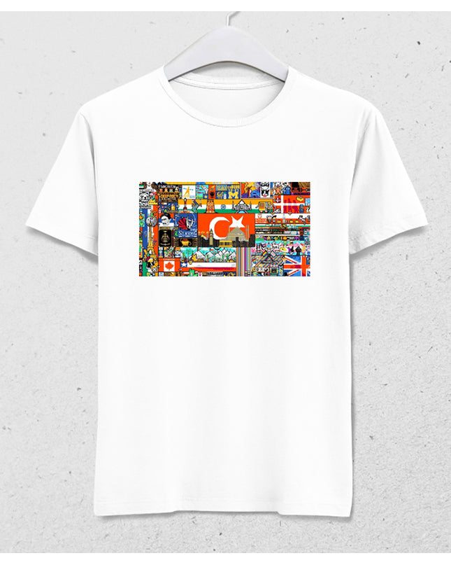 R place detay beyaz tişört - basmatik.com