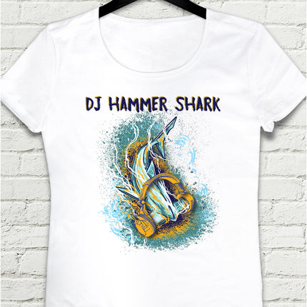 Shark Dj Beyaz Tişört - basmatik.com