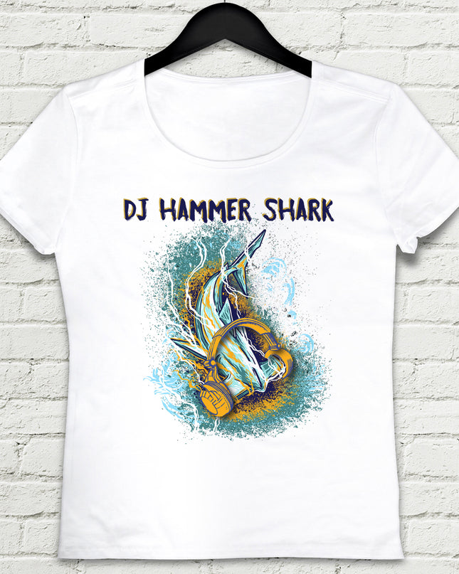 Shark Dj Beyaz Tişört - basmatik.com
