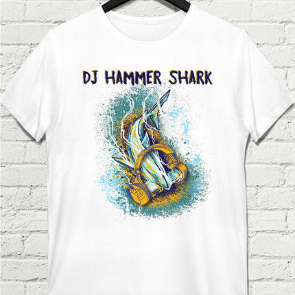 Shark Dj Beyaz Tişört - basmatik.com