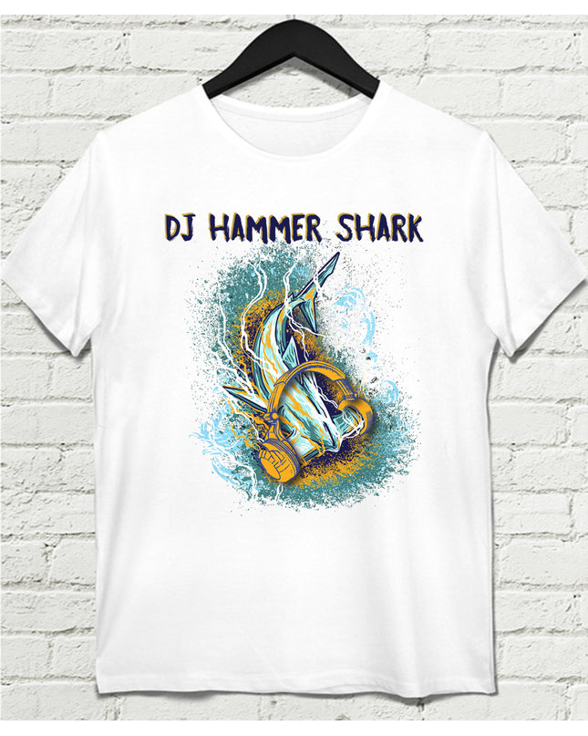 Shark Dj Beyaz Tişört - basmatik.com