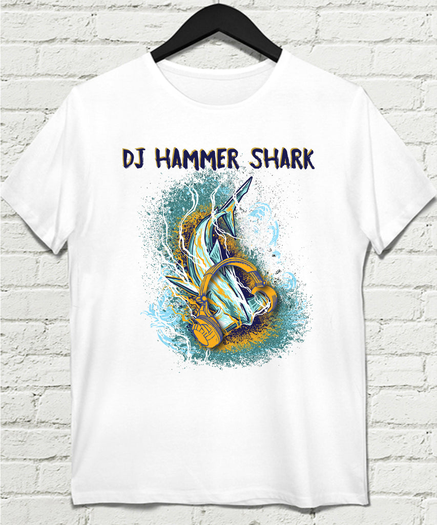 Shark Dj Beyaz Tişört - basmatik.com