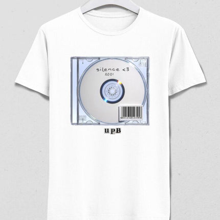 Silence CD Beyaz Tişört - basmatik.com