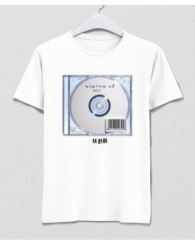 Silence CD Beyaz Tişört - basmatik.com