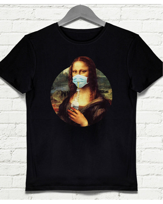 Corona Lisa Siyah Tişört - basmatik.com