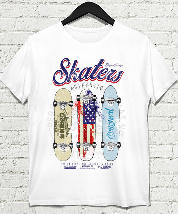 Skaters beyaz Erkek tişört - basmatik.com