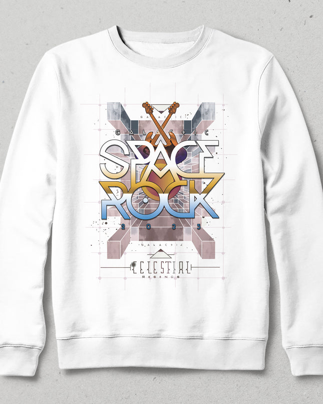 Space rock beyaz sweatshirt - basmatik.com