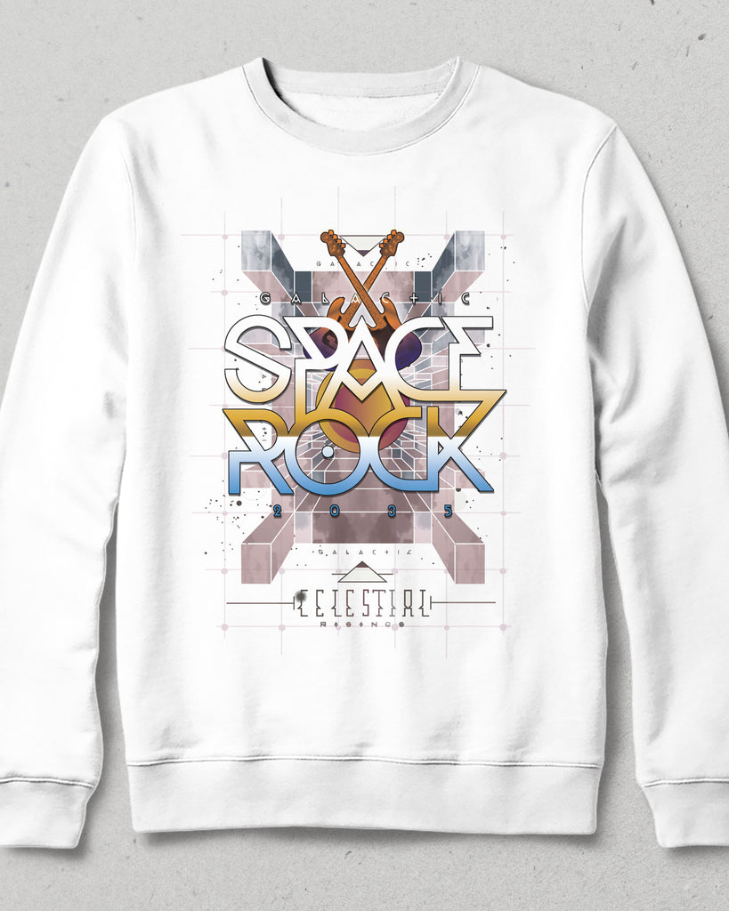 Space rock beyaz sweatshirt - basmatik.com