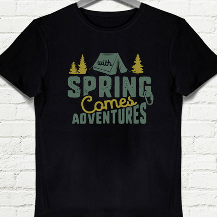 Spring comes siyah Erkek tişört - basmatik.com