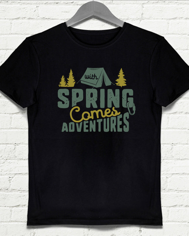 Spring comes siyah Erkek tişört - basmatik.com