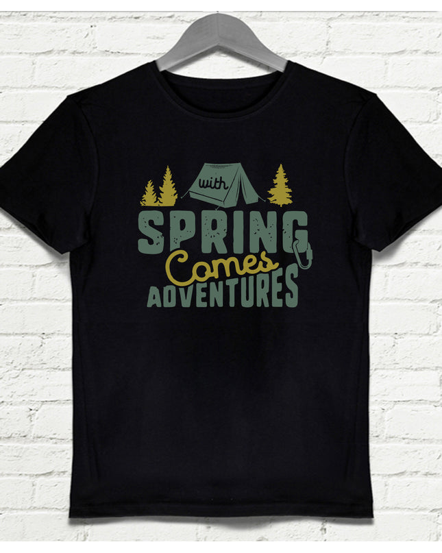 Spring comes siyah Erkek tişört - basmatik.com