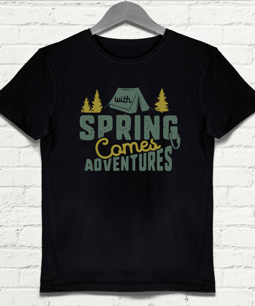 Spring comes siyah Erkek tişört - basmatik.com