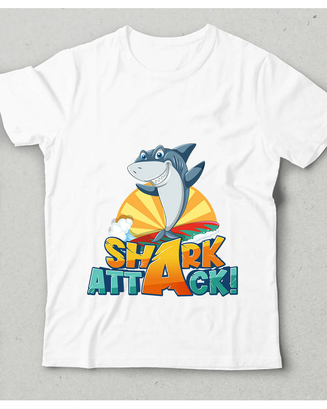 Shark Attack Bisiklet yaka Kısa Kollu Tişört