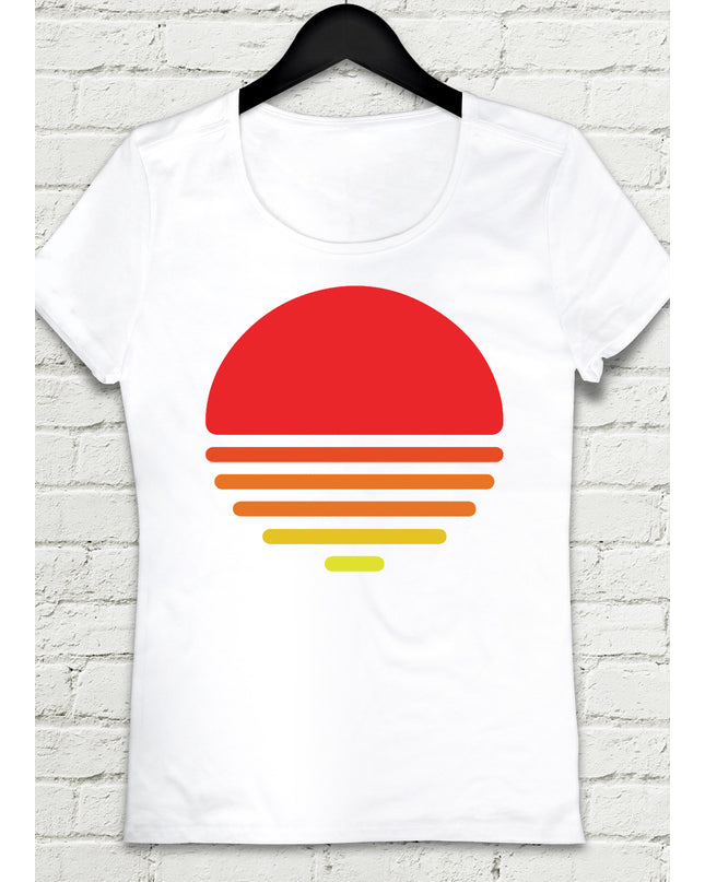 Sunset Beyaz Kadın tshirt - basmatik.com