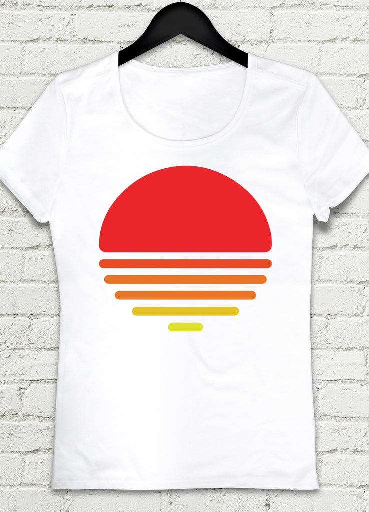 Sunset Beyaz Kadın tshirt - basmatik.com
