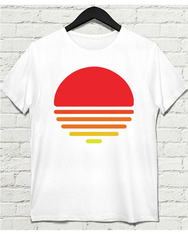 Sunset Erkek Beyaz tshirt - basmatik.com