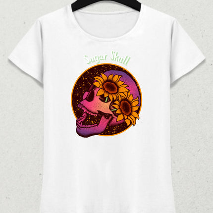 Sugar Skull - Kurukafa Model Pamuklu Kısa Kol Kadın T-Shirt