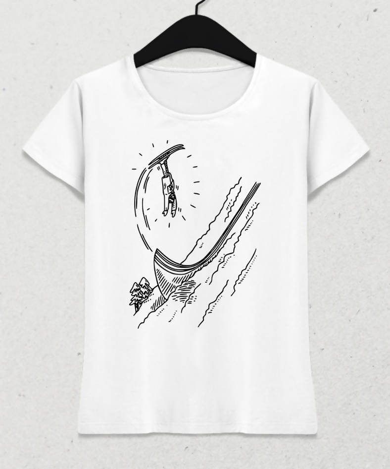 Kayak Kadın Beyaz Tişört - basmatik.com