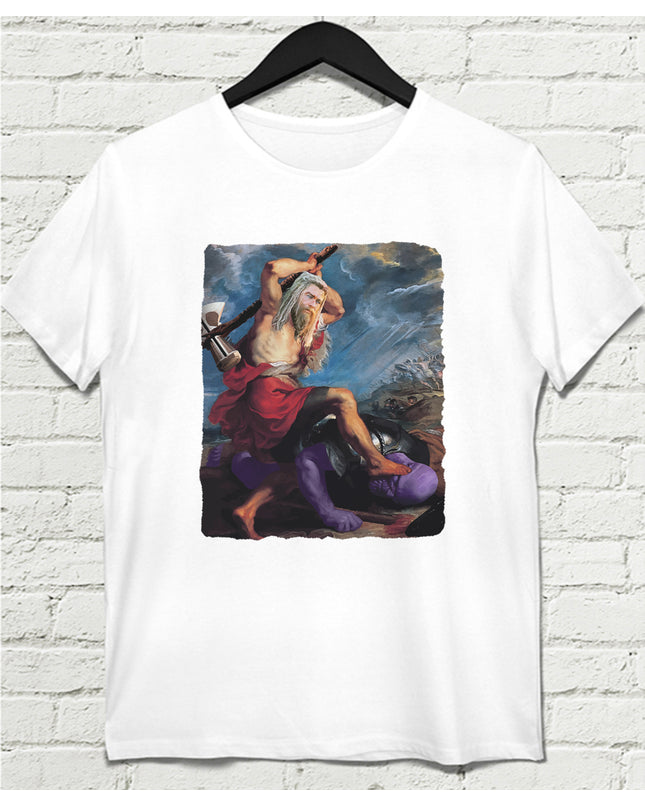 Thor vs Thanos Beyaz Tshirt - basmatik.com