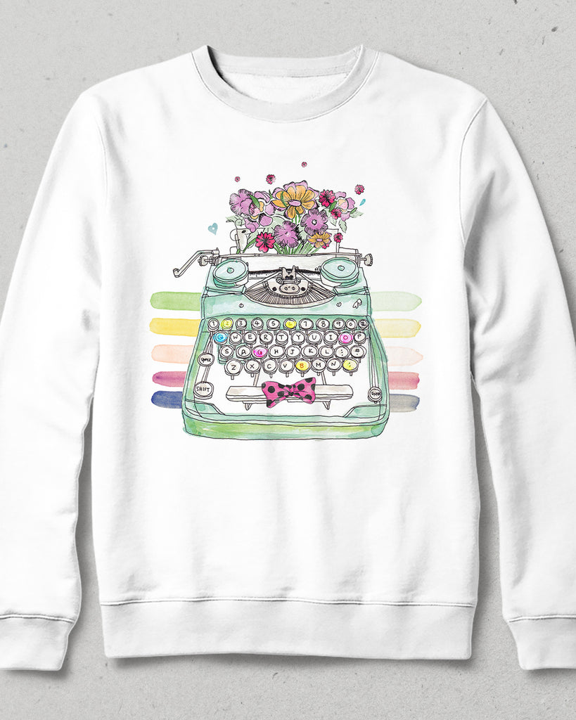 Type flovers beyaz sweatshirt - basmatik.com