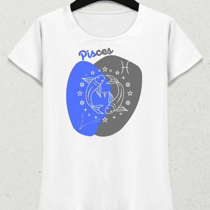 Balık Burcu - Pisces Minimalist Renkli Tasarım Kadın T-Shirt