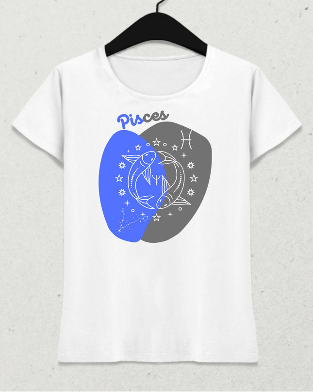 Balık Burcu - Pisces Minimalist Renkli Tasarım Kadın T-Shirt