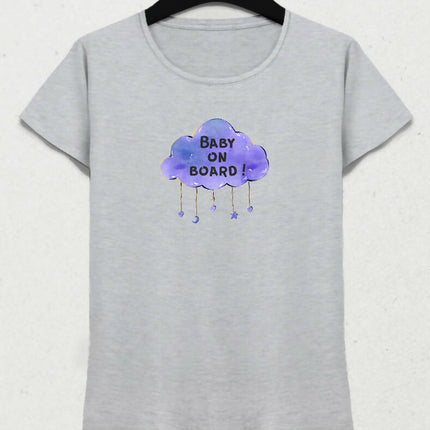 Baby on Board, Bebek Duyuru Mor Tişört - basmatik.com