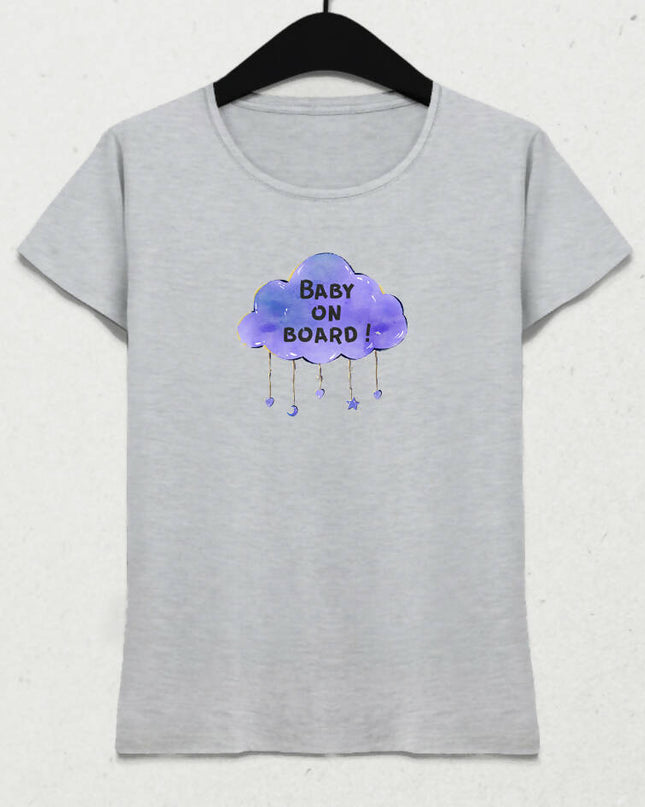 Baby on Board, Bebek Duyuru Mor Tişört - basmatik.com