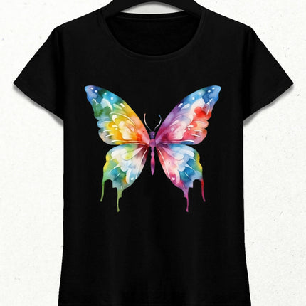 Renkli Kelebek T-shirt - basmatik.com