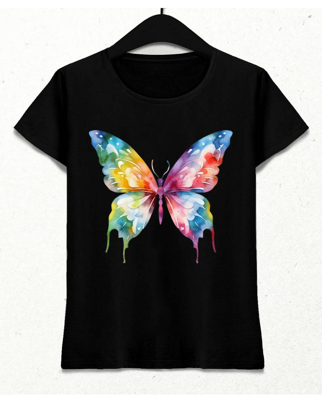 Renkli Kelebek T-shirt - basmatik.com