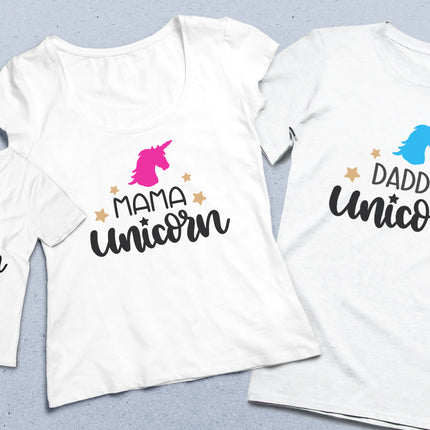 Unicorn Anne baba çocuk tişört seti - basmatik.com