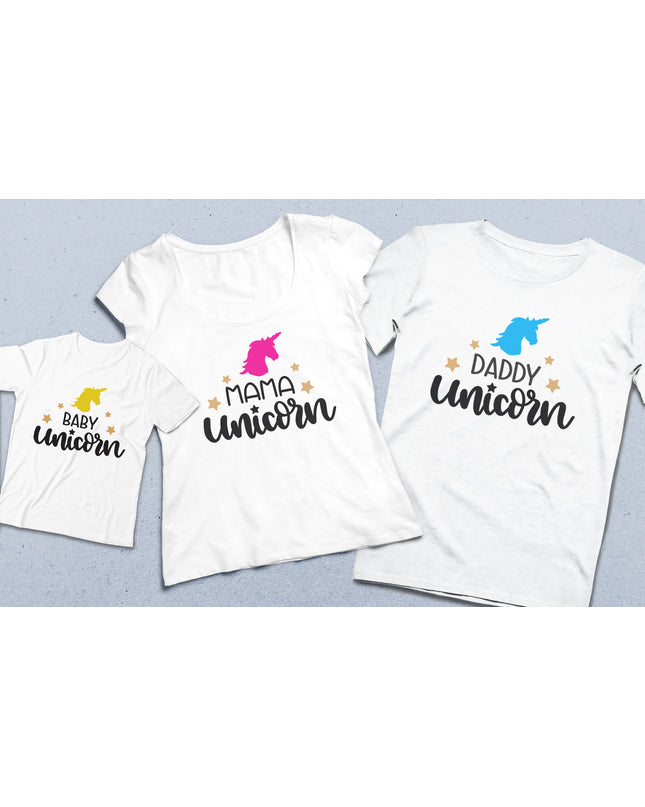 Unicorn Anne baba çocuk tişört seti - basmatik.com