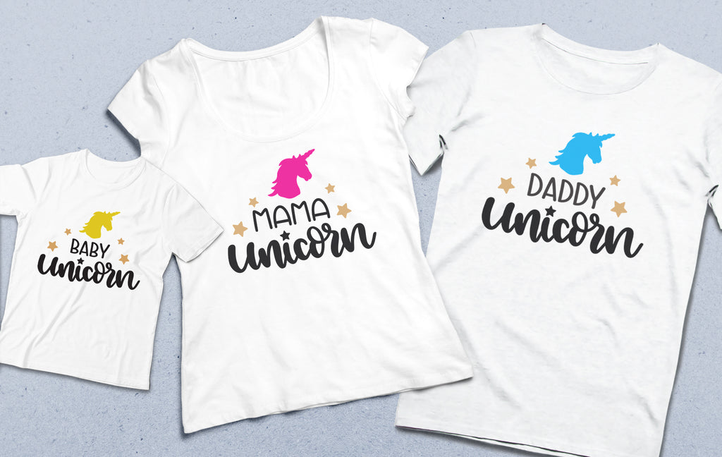 Unicorn Anne baba çocuk tişört seti - basmatik.com